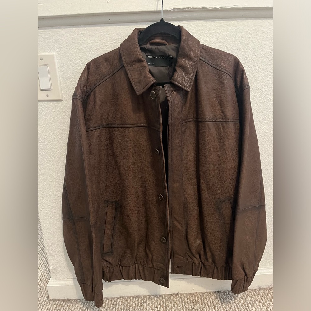 ASOS Men’s Genuine Leather Bomber Jacket - Size Small